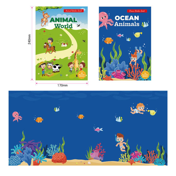 New children's stickers book wholesale fun diy scene stickers animal dinosaur ocean stickers sticker book
