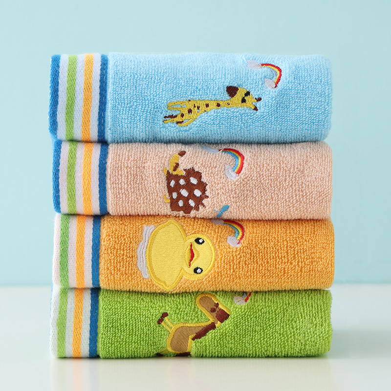 Pure cotton children's towel children's face towel cute embroidery soft absorbent boys and girls Children's towel