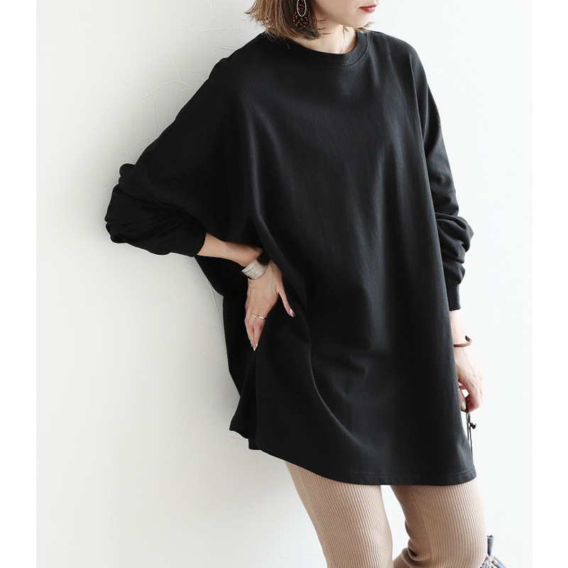 Japanese Letian in stock Spring and Autumn new women's loose mid-length sweater women's casual large top Amazon