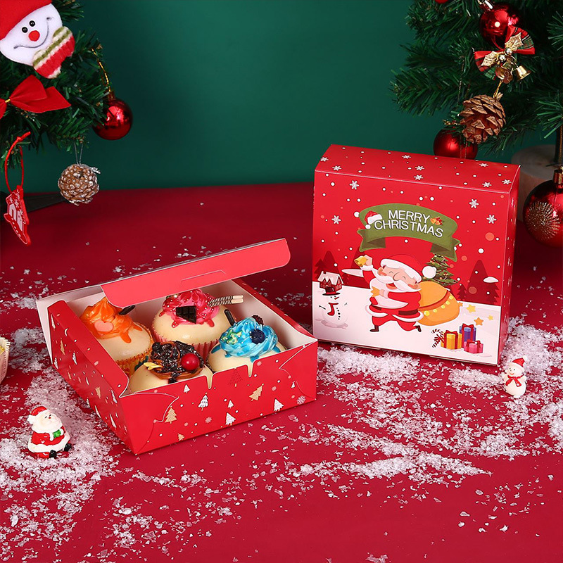 Christmas packing box candy biscuit gift box egg cup box snow Mei Niang egg yolk crisp carton disposable dessert box