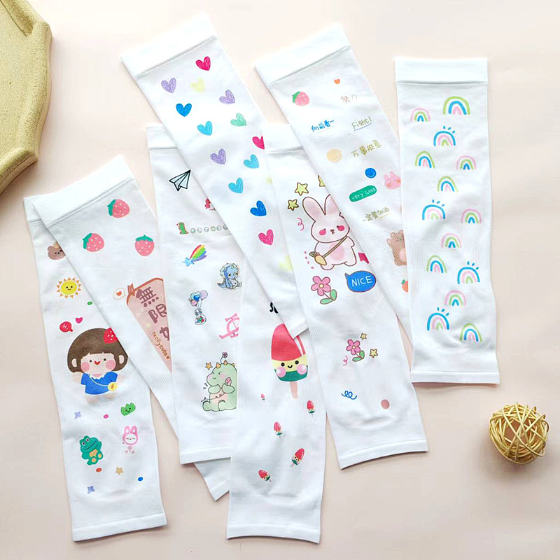 Children's ice sleeves boys and girls outdoor sun protection ice silk sleeves cartoon printing mosquito repellent UV protection sleeve wholesale