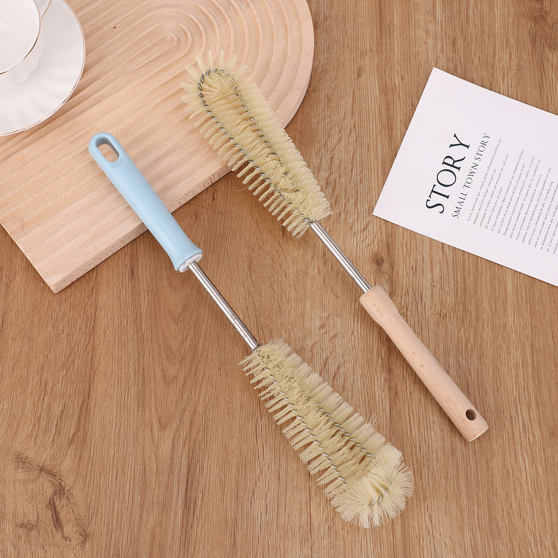 Lengthened Wooden Handle Cup Brush Kettle Thermos Cup Cleaning Brush Bottle Brush Set Kitchen Special Wall Breaking Machine Nylon Brush