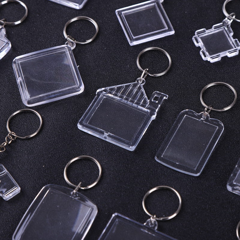 Factory spot ps acrylic blank calligraphy National style key chain transparent studio photo frame pendant scenic gift