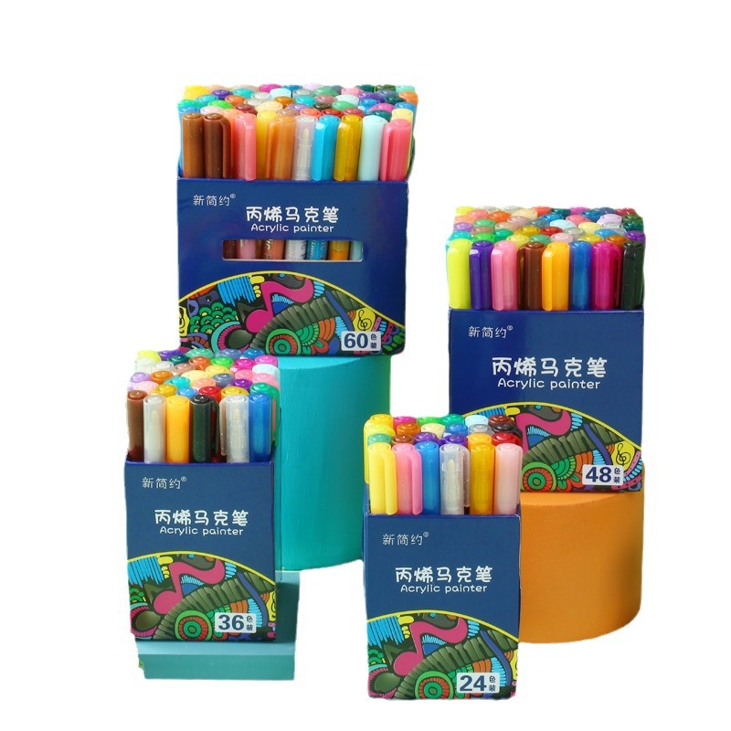 Amazon Acrylic Pen Marker Pen Marker Oil-based Straight Liquid Set 24 Color Children Color Acrylic Marker