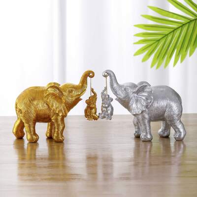 Cross-Border New Mother's Day gift cartoon cradle elephant resin crafts desktop decoration Valentine's Day factory wholesale