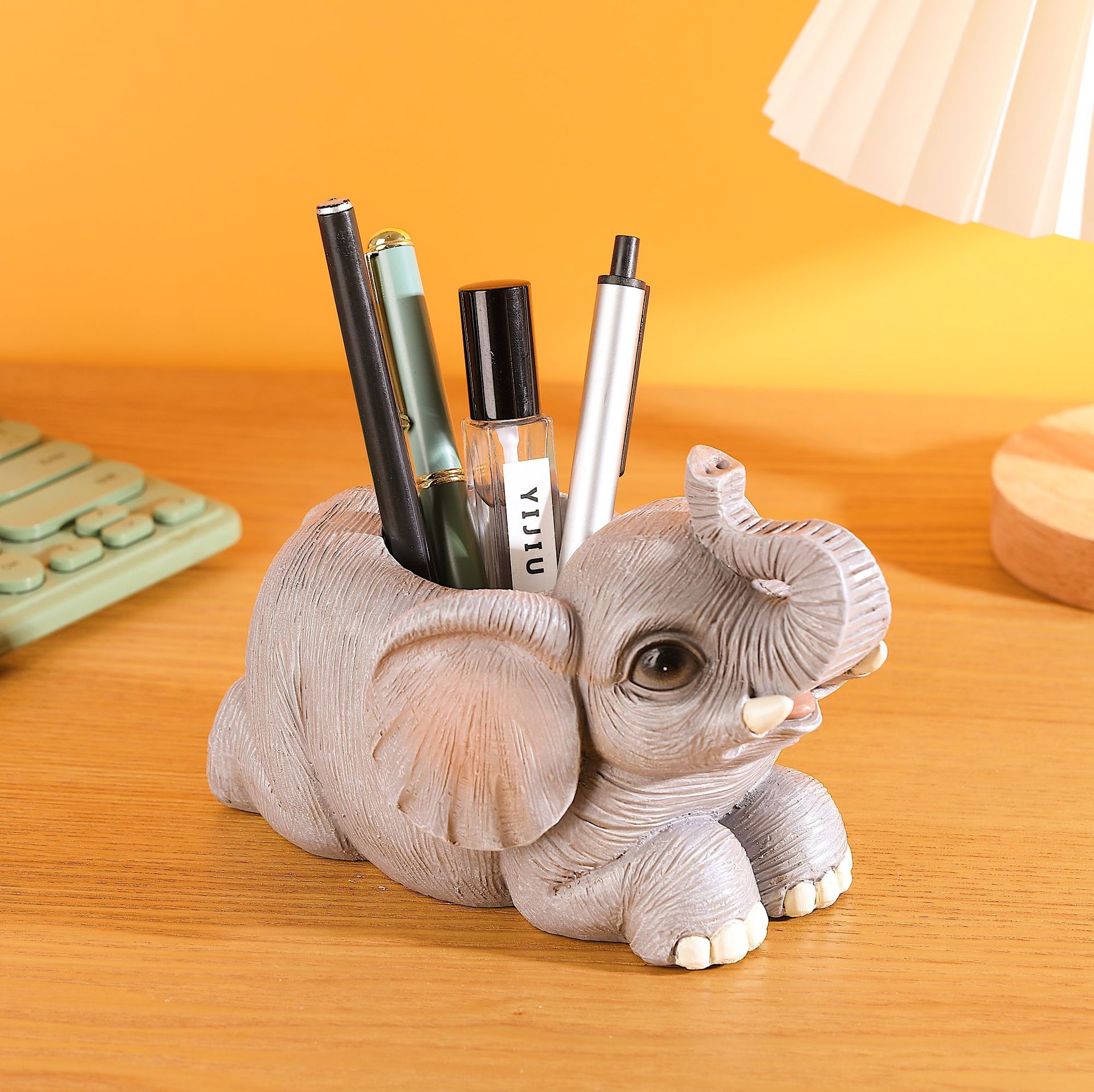 Creative Cute Elephant Multifunctional Desktop Pen Holder Amazon Bathroom Toothbrush Storage Home Decoration Resin Ornaments