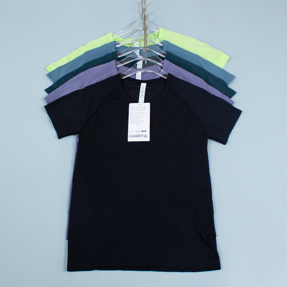 Quick-drying yoga clothes summer slim fit slimming women's sports T-shirt 2.0 tight short sleeve high elastic fitness knitted