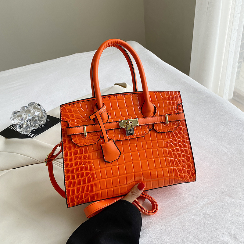 Foreign Trade Kelly Bag Women's 2023 New Crocodile Handbag European and American Fashion Women's Bag Shoulder Bag Bag