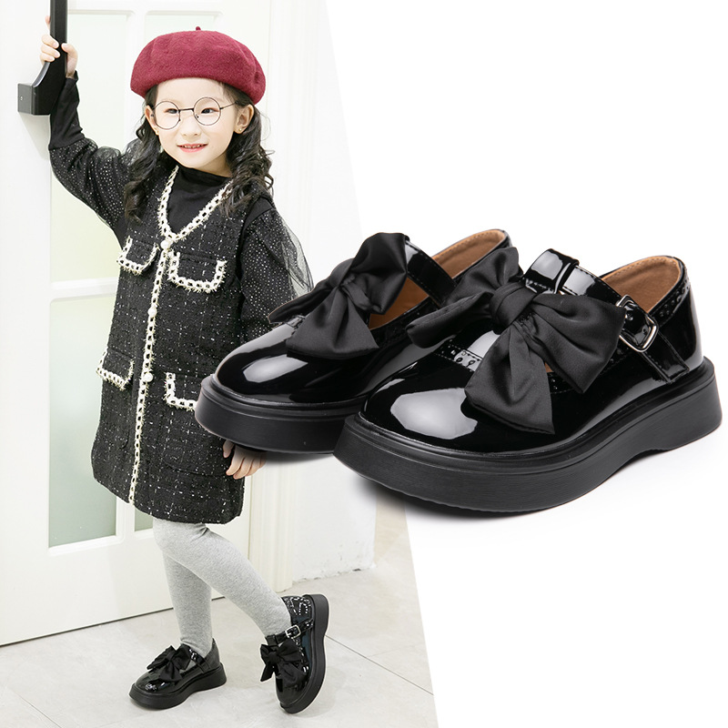 Girls Leather Shoes 2024 Spring New Fashion Children's Shoes Little Girl Princess Shoes JK Children's Shoes Black Shoes
