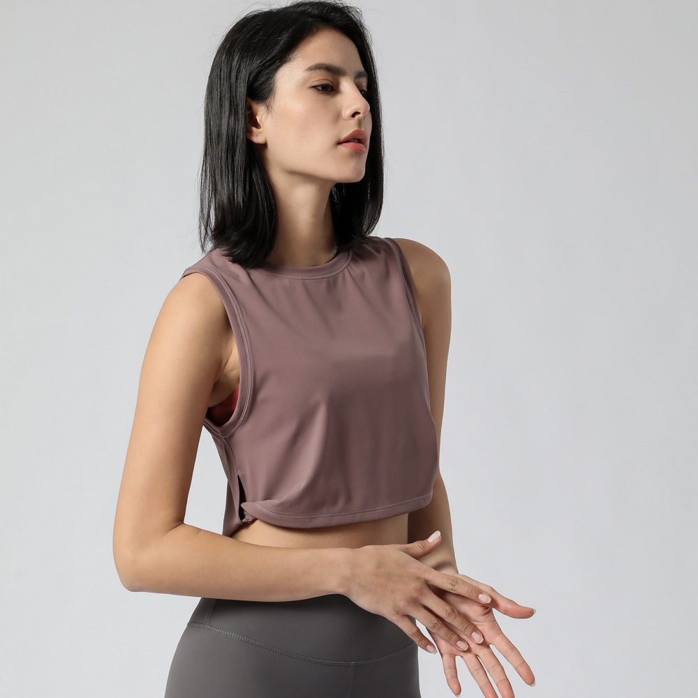 2023 New Yoga Sports Vest Women's European and American Loose Fitness Vest Women's Comfortable Without Chest Pad