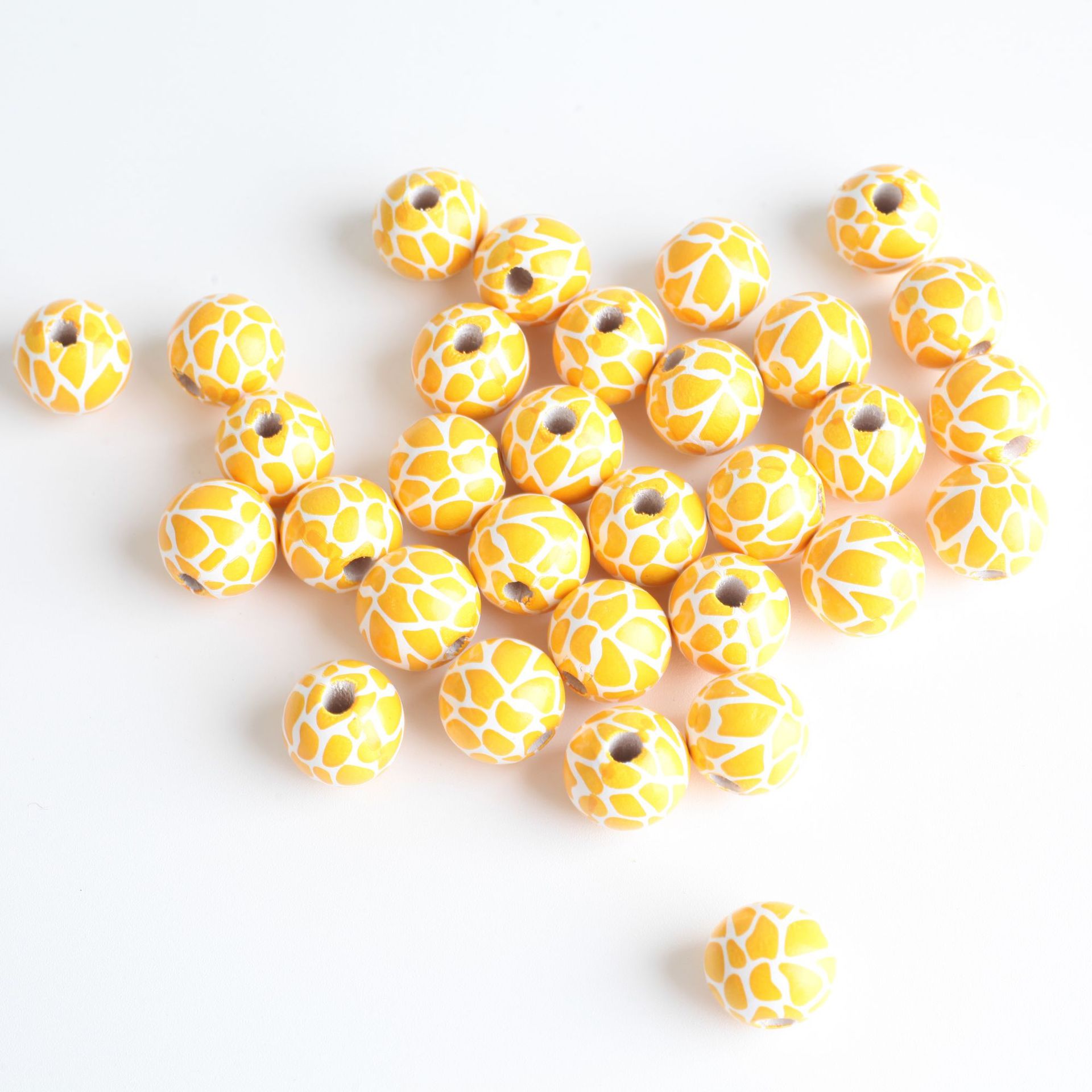 DJ source manufacturer 16mm leopard milk cow color wooden beads loose beads hemp rope tassel wooden beads string diy accessories