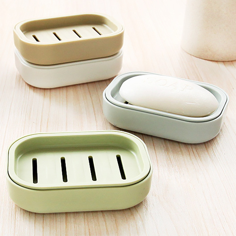 Drying Soap Box Household Toilet Nordic Creative Large Soap Rack with Lid Plastic Simple European-style Double-layer Soap Box