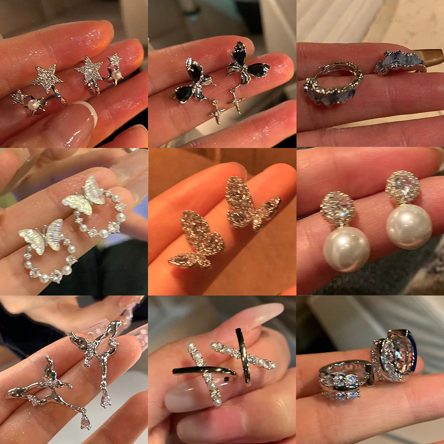 925 Silver Ins Style Niche High-end Earrings Bowknot Daily Commuter Pearl Earrings Internet Celebrity Hot Earrings