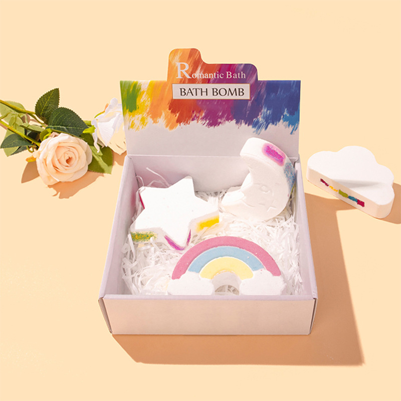 Cross-border spot moon bath ball rainbow explosion Bath Bath ball cloud bubble bath ball stars bath salt ball wholesale