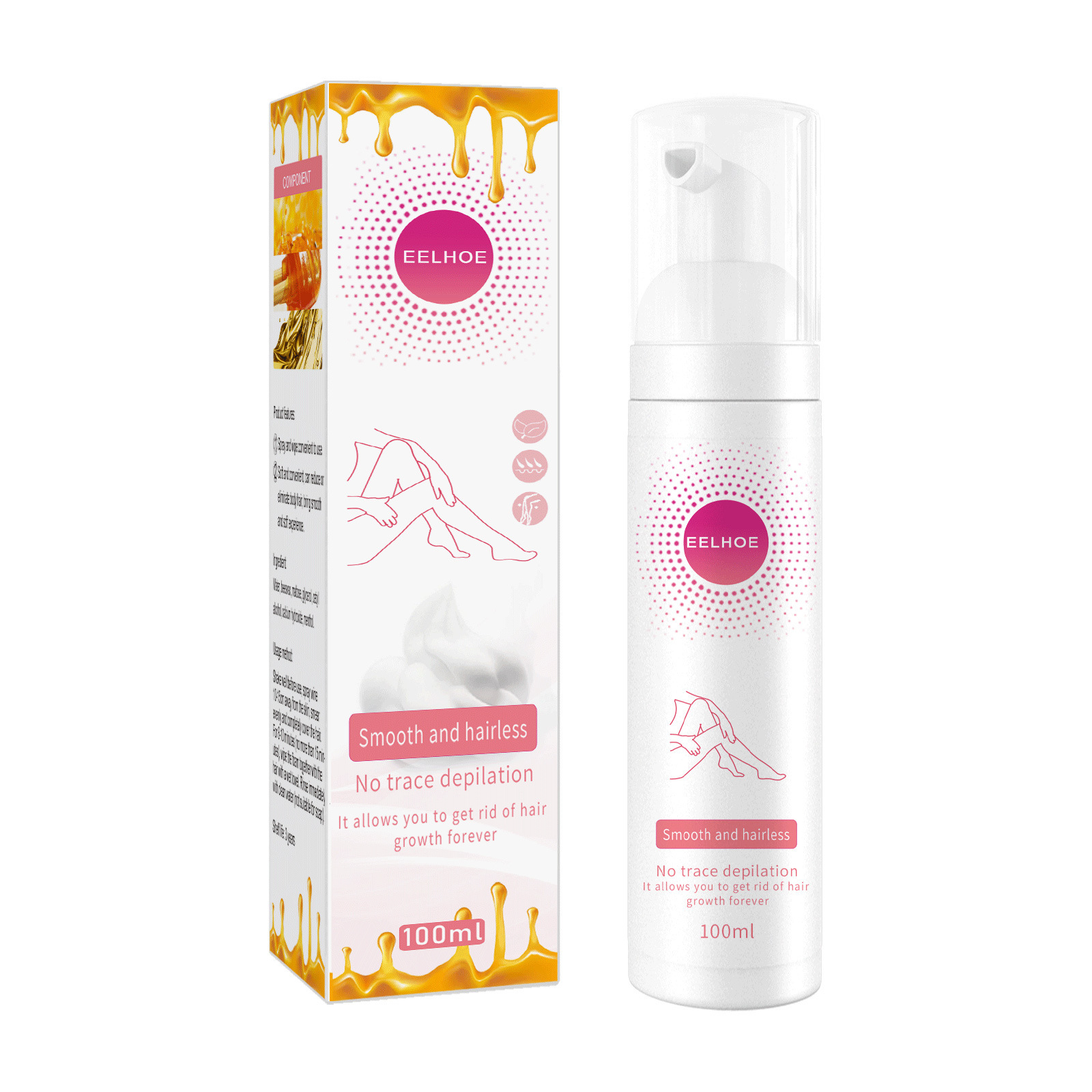 EELHOE honey mousse hair removal spray armpit hair leg hair moisturizing moisturizing foam mild skin-friendly non-irritating