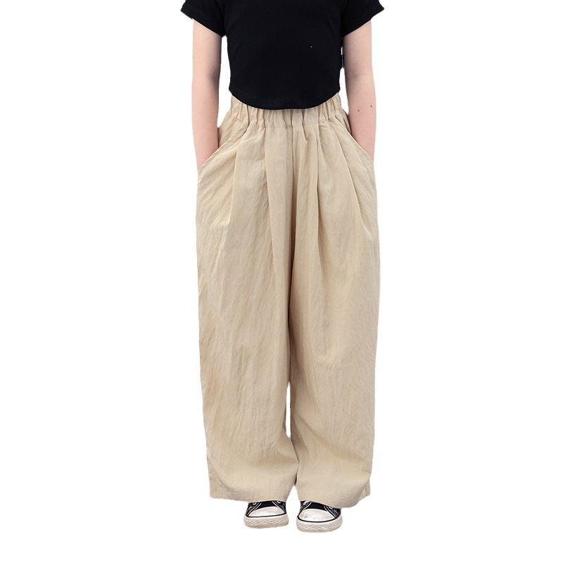 Girls' Yamamoto draping wide-leg pants 2024 spring and summer children's lazy straight pants medium and big children's loose casual pants