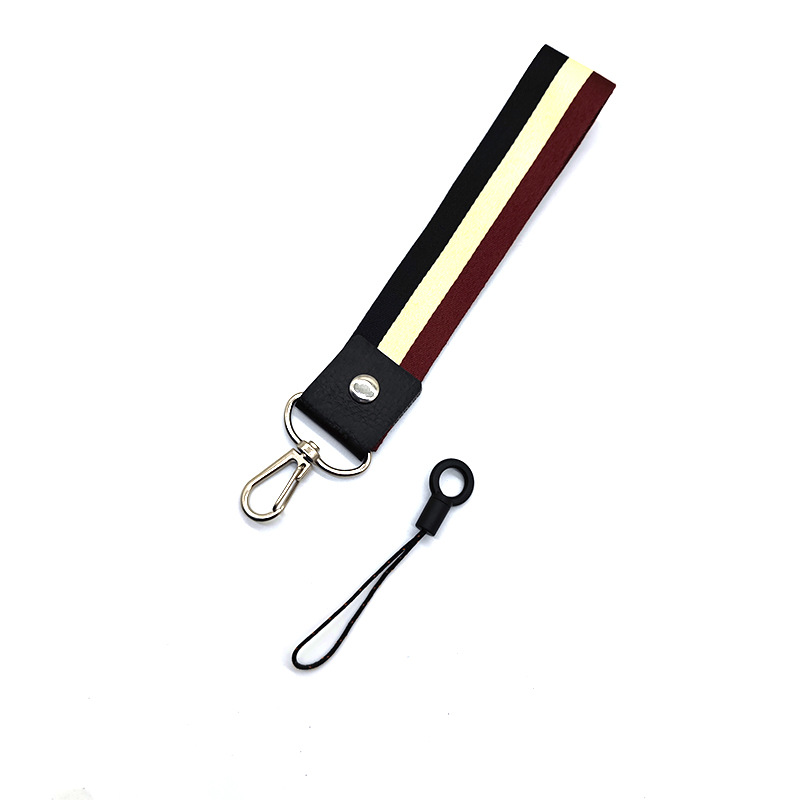 Two-in-one mobile phone lanyard wide version round wrist detachable rotating long and short flat polyester certificate hanging neck