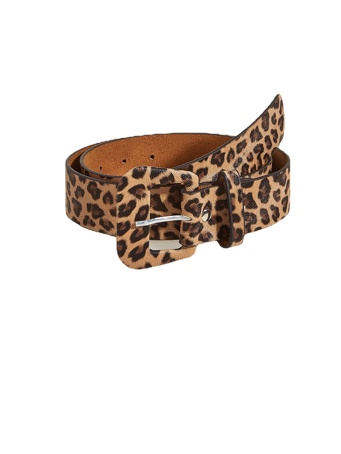 Leopard Print Square Buckle Round Buckle Belt Women's Decorative Suit Korean Fashionable Wide Waist Cover All-match Sweater Fashion Retro I