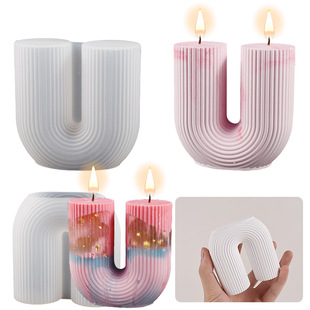 Striped U-tube candle mold geometric striped cylindrical arch arched striped rainbow bridge scented candle grinding tool