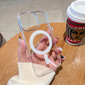 Carcasa magnética acrílica transparente para iphone15promax funda para teléfono móvil Apple 16 cargador inalámbrico 14 funda protectora