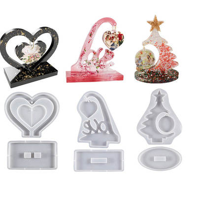 Epoxy resin diy Crystal epoxy three-dimensional love photo frame Christmas tree decoration pendant hanging silicone mold