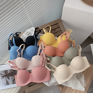 Jianmei Half Cup Underwear A Solid Color Beautiful Back Small Chest Gathering Anti-sagging Non-steel Ring Adjustable Cross-border Bra