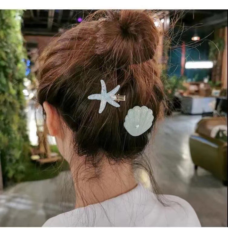 New Small Fresh Hairpin Holiday Style Ocean Series Starfish Pearl Shell Girl's Broken Hair Side Clip One-word Clip