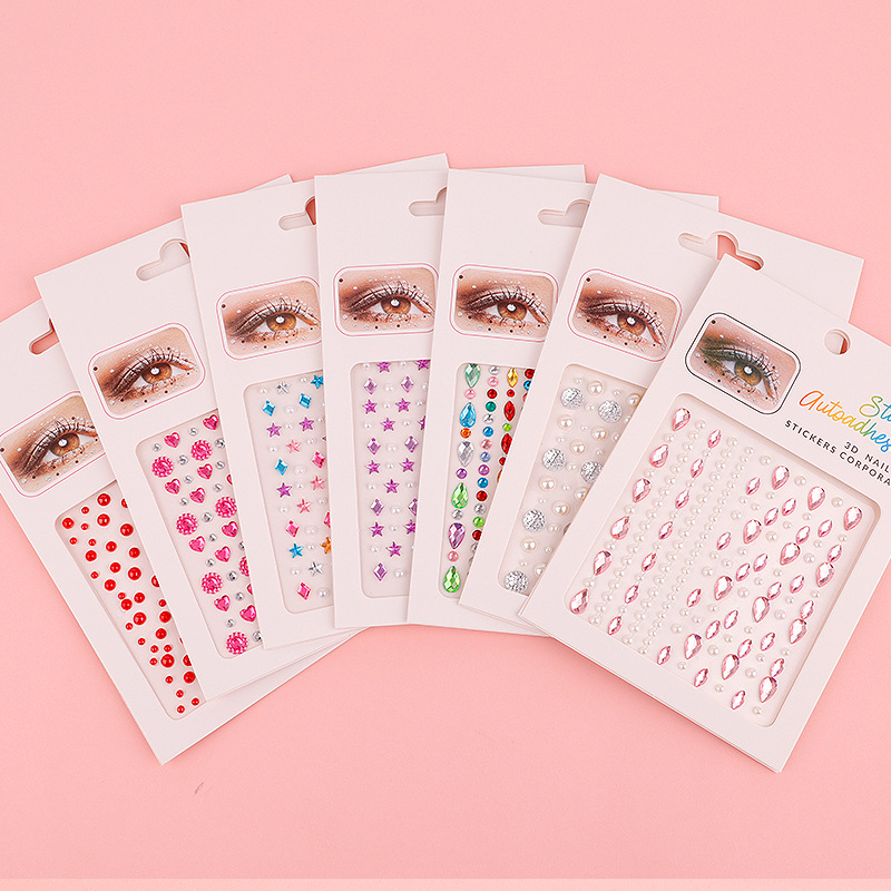8 Series Colorful Spot Cross-border Wholesale Eye Makeup Eye Diamond Stickers Eyebrow Stickers Pearl Jewelry Children's DIY Decorative Stickers