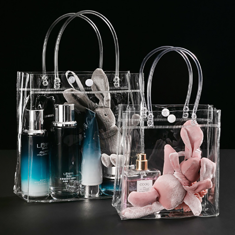 PVC Transparent Handbag Hand Gift Bag Wedding Candy Internet Celebrant Potted Flowers Milk Tea Small Plastic Packaging
