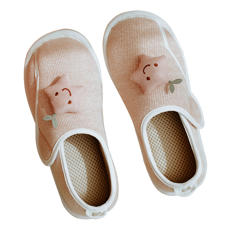 Yuezi Shoes Summer Thin Heel Cute Household Cotton Slippers Women's Indoor Postpartum Non-slip Spring and Summer Home Slippers