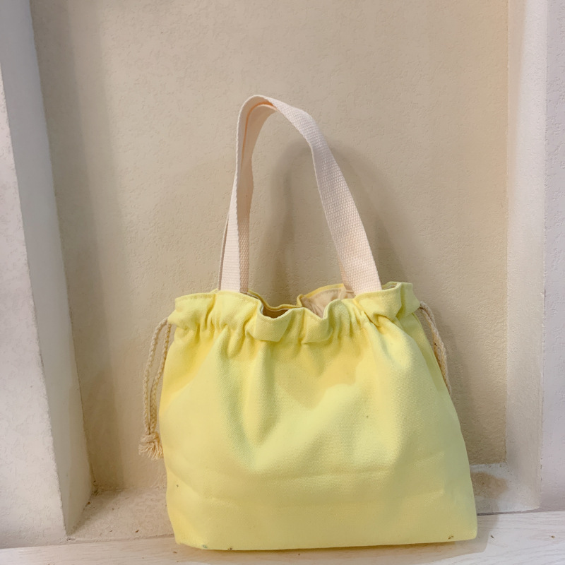 Plain simple Japanese lunch box bag lunch bag canvas bag drawstring handbag hand bag cloth bag printing