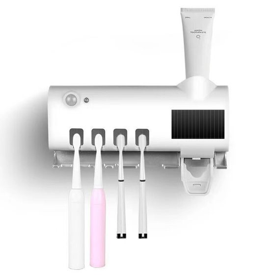 Toothbrush Sterilizer Intelligent Ultraviolet Sterilization Toothbrush Sterilization Rack Hole-free Installation Automatic Induction Toothpaste Squeezer