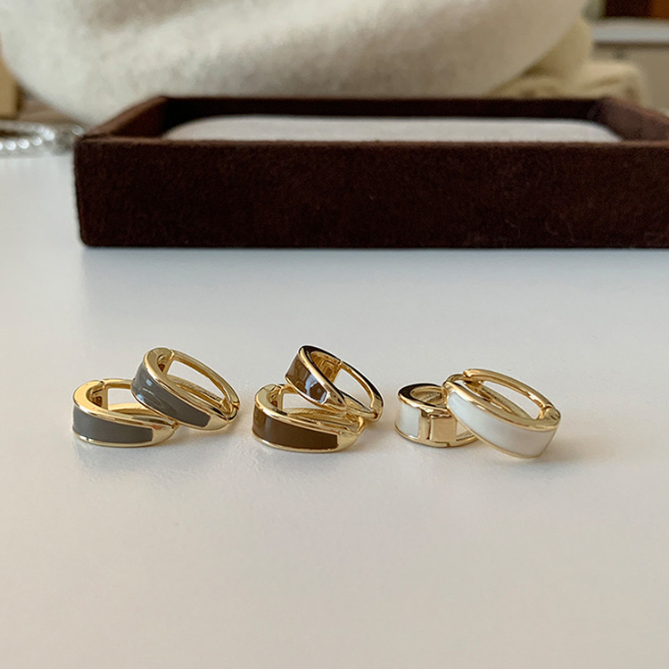 French Retro Oil Dropping Metal Earrings Women's Korean-style Simple All-match Elegant Fashion Earrings Earrings