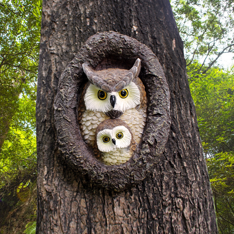 Cross-border owl outdoor tree hanging garden decoration outdoor courtyard decoration creative resin crafts decoration