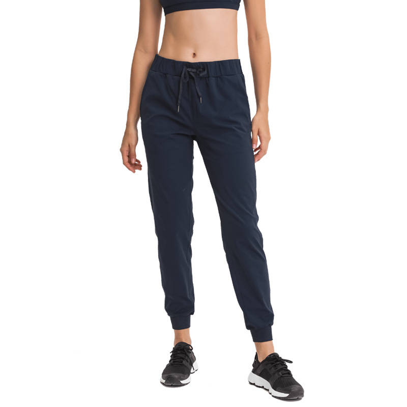 Autumn and Winter New Elastic Waist Yoga Pants European and American Simple Straight Sports Casual Stretch Leg Cropped Pants for Women