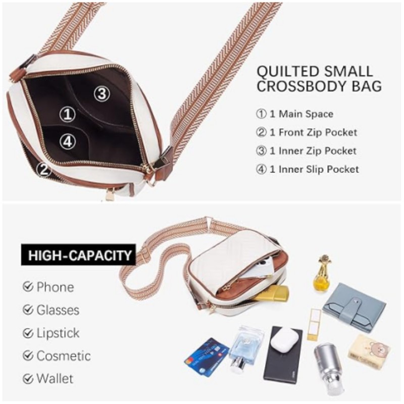 In stock wholesale Amazon new women's multi-zipper small size crossbody bag wide shoulder strap mobile phone wallet pu shoulder bag
