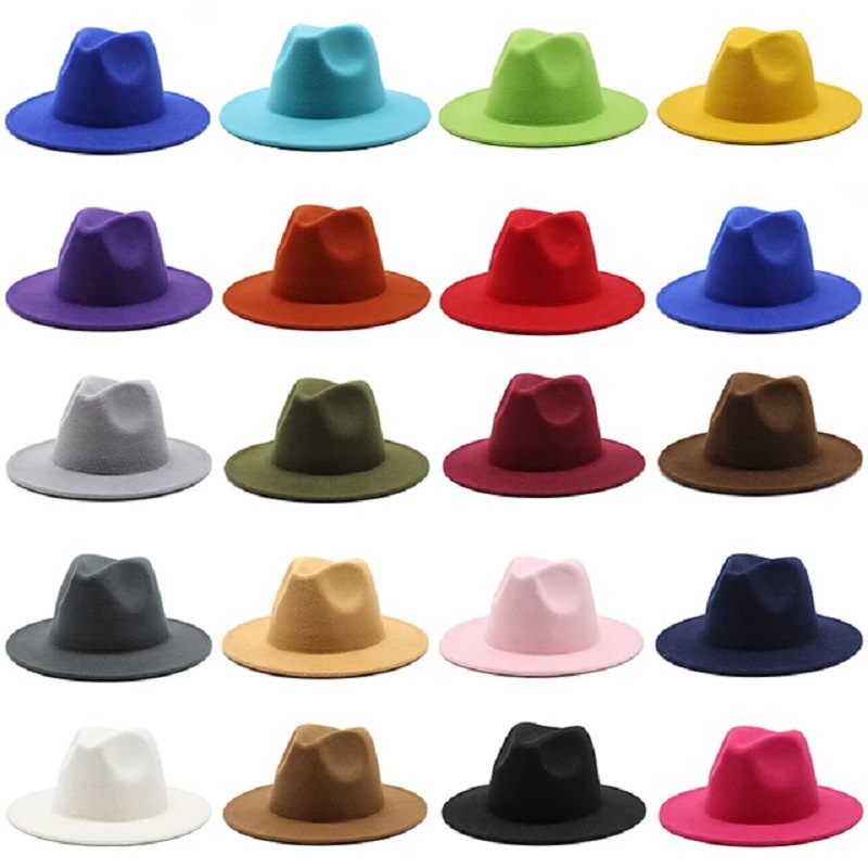 European and American Spring Autumn Winter Black Jazz Hat Children British Retro Flat Wool Felt Hat All-Match Thickened High Quality Top Hat