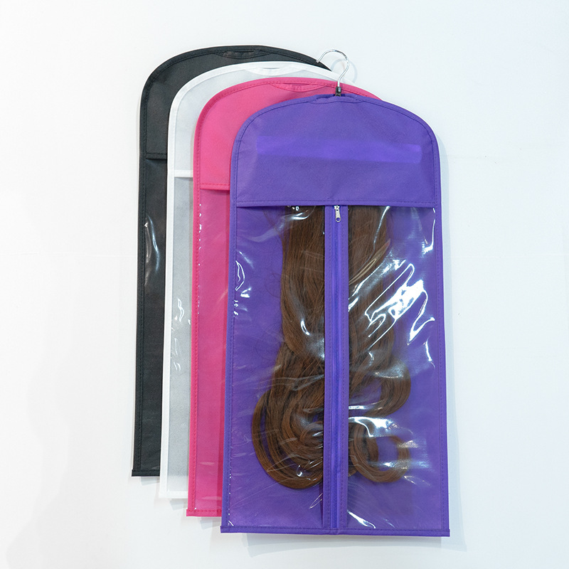 Simple Storage Visible Transparent Wig Dust-proof Bag Non-woven Hair Bag Real Hair Packaging Moisture-proof Zipper Cover Direct Selling
