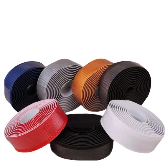 Factory direct supply imitation carbon fiber grain bicycle road handlebars with shock absorber sweat-absorbing straps handlebars wholesale