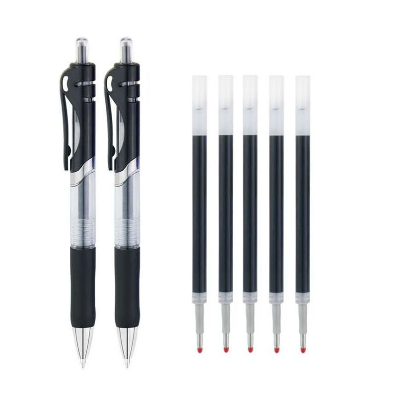 Press the large-capacity carbon 0.5mm black red blue bullet gel pen to press the sign pen for student office