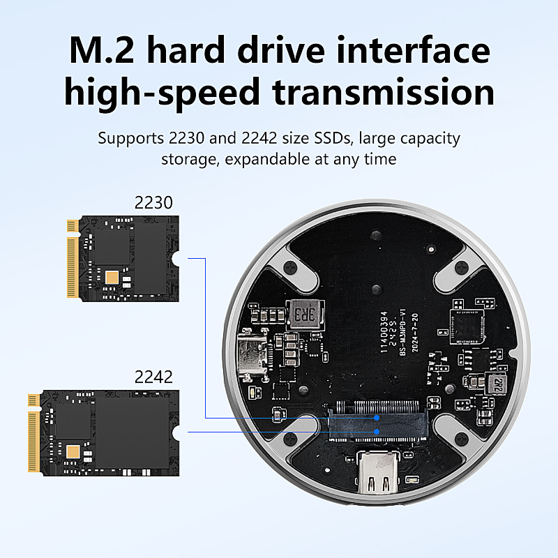 M.2 magnetic hard disk box nvme solid usb3.2 mobile hard disk box supports PD charging 2230/2242