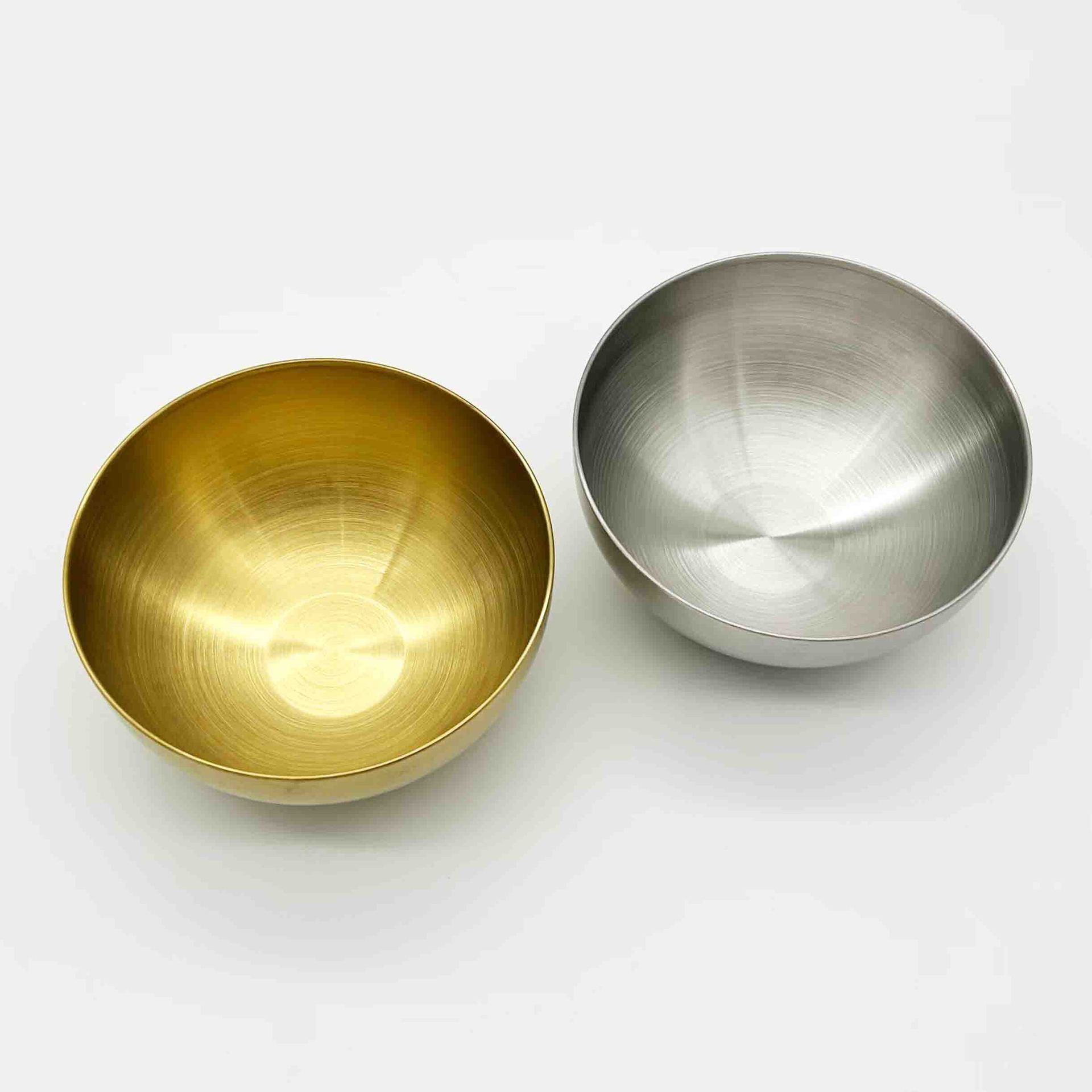 Stainless Steel Golden Salad Bowl Multi-purpose Korean Cooking Bowl Single Layer 15cm Caliber Cold Flour Bowl Cold Mixing Bowl