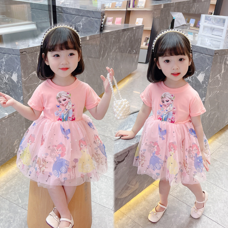 女寶寶夏裝連衣裙2024新款兒童愛莎公主裙小童女童夏季洋氣裙子潮