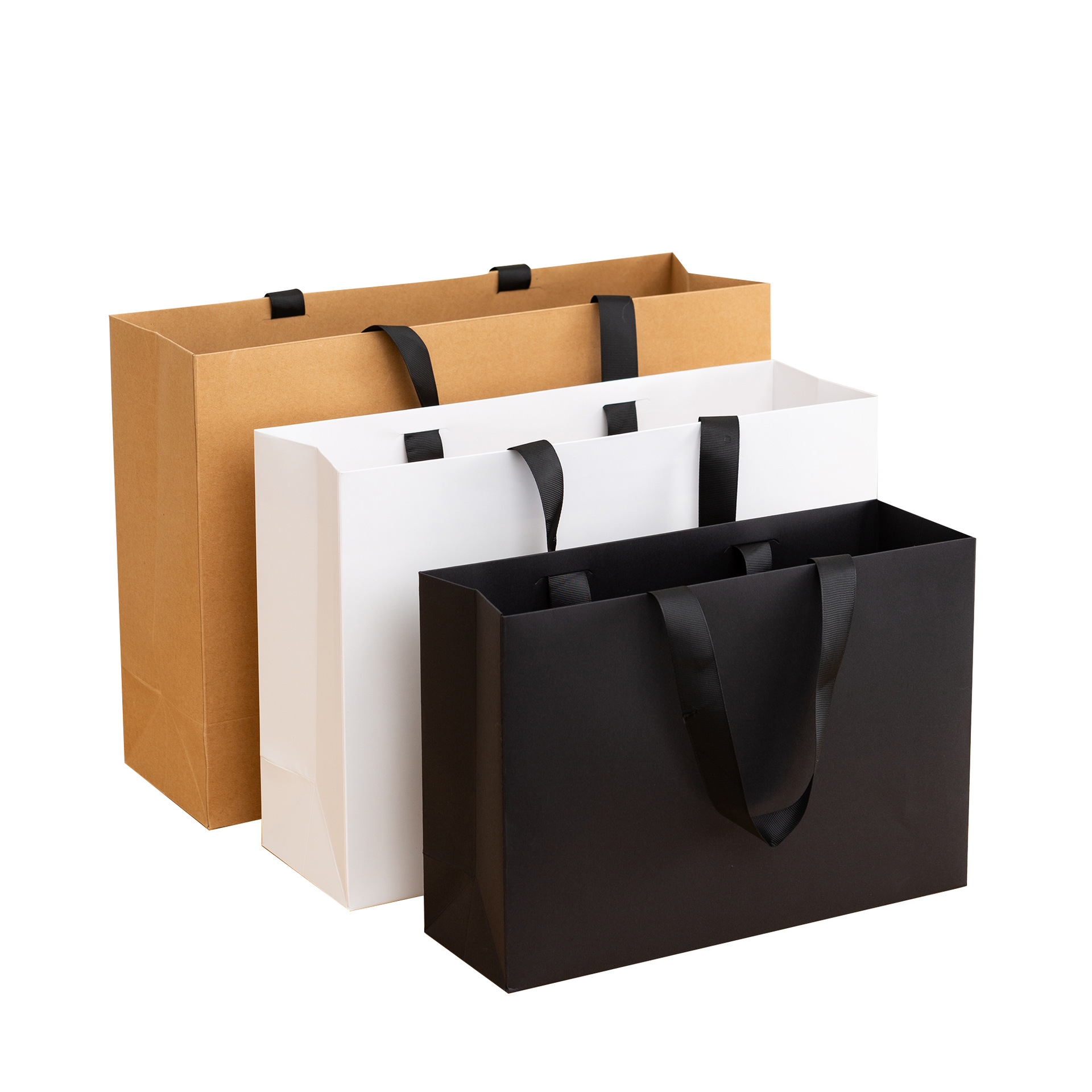 Simple cowhide gift bag shopping bag clothing handbag in stock thread rope packaging bag thread rope embedded rope
