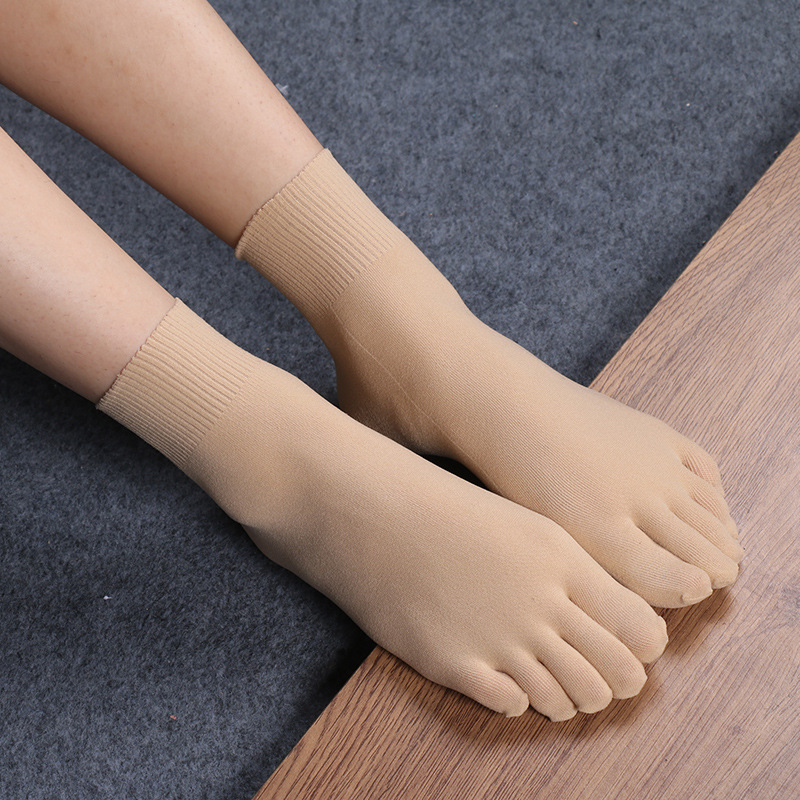 男女の通気性の5本の指の靴下の指の靴下の短い色の薄い色のコンタクトレンズの薄いタイプの中筒の美脚は汗を吸います。|undefined
