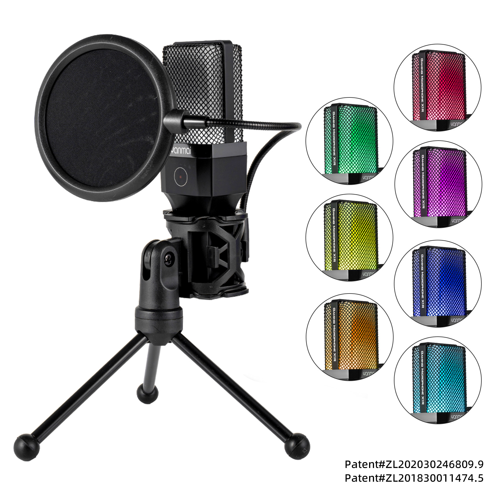 Cross-border popular condenser recording USB microphone anchor e-sports game desktop microphone RGB wired microphone