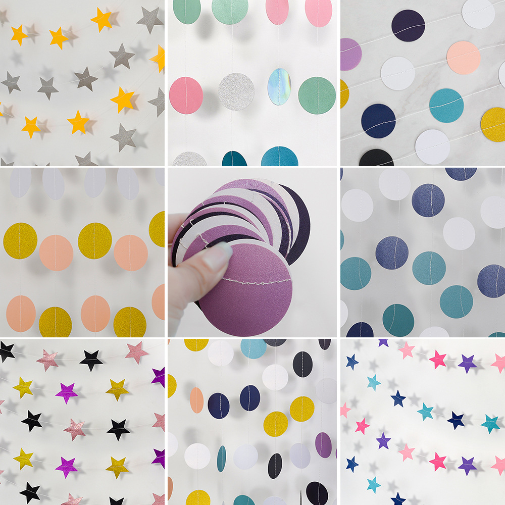 Sewing five-pointed star colorful round Garland birthday holiday party ornaments one hundred days old pull flag banner round