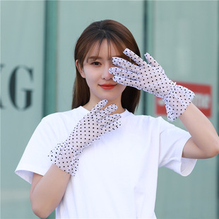 Sexy Black Dot Short Lace Breathable Riding Sun Protection Gloves Women Wedding Bride Wedding Gloves