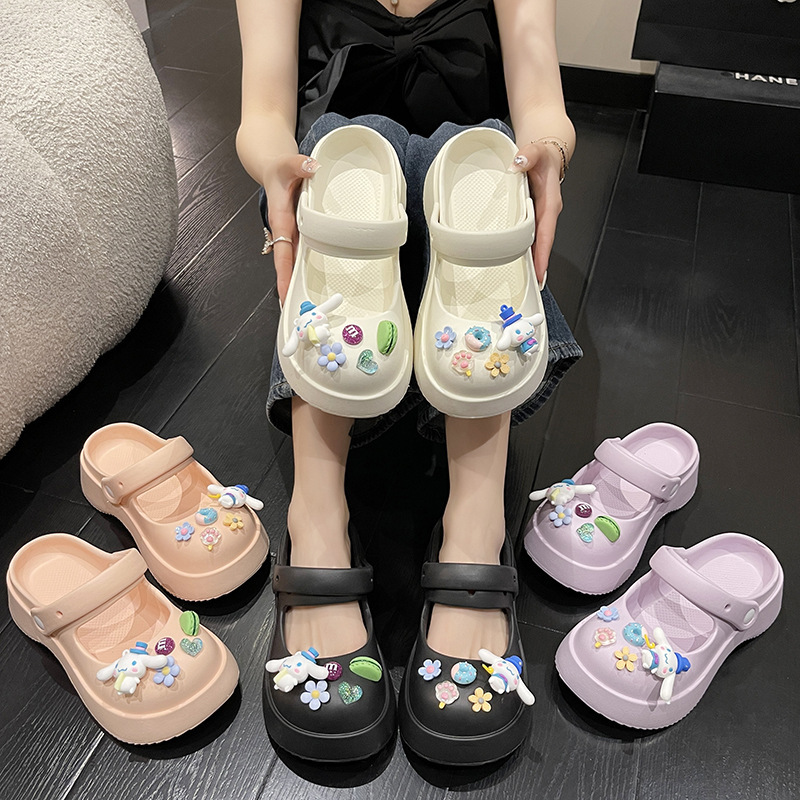2023 New Style Women's Cross-border Thick Sole Anti-slip Height-increasing Outwear Fashionable Baotou Sandals and Slippers Lazy Shoes for Women
