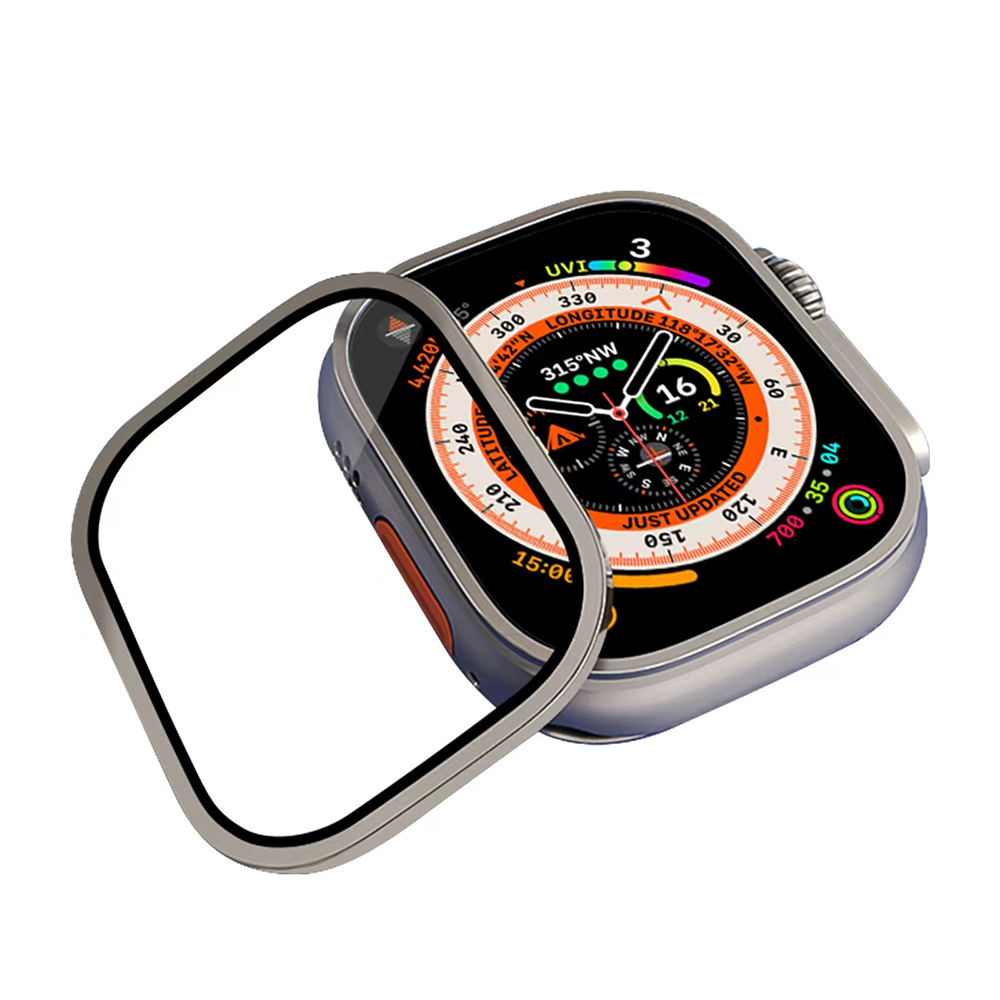 For apple watch9/8 ultra metal frame tempered glass film apple watch integrated protective film